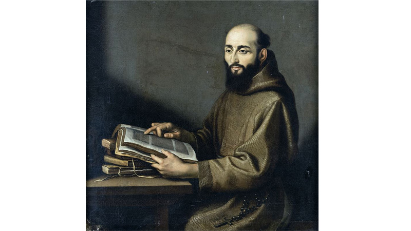 Fede Galizia, att. a (Milano 1578 - 1630). Interno con frate in lettura. Olio su tela, cm. 94 x 93,5.